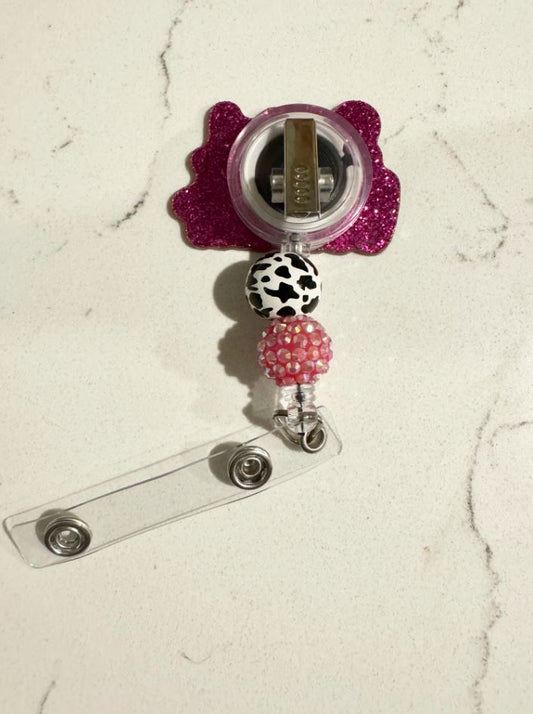 Glitter social work badge reel
