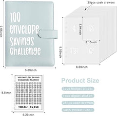 Money Saver Budget Binder Book with Pouches, 100 Envelope Challenge Binder with Numbers