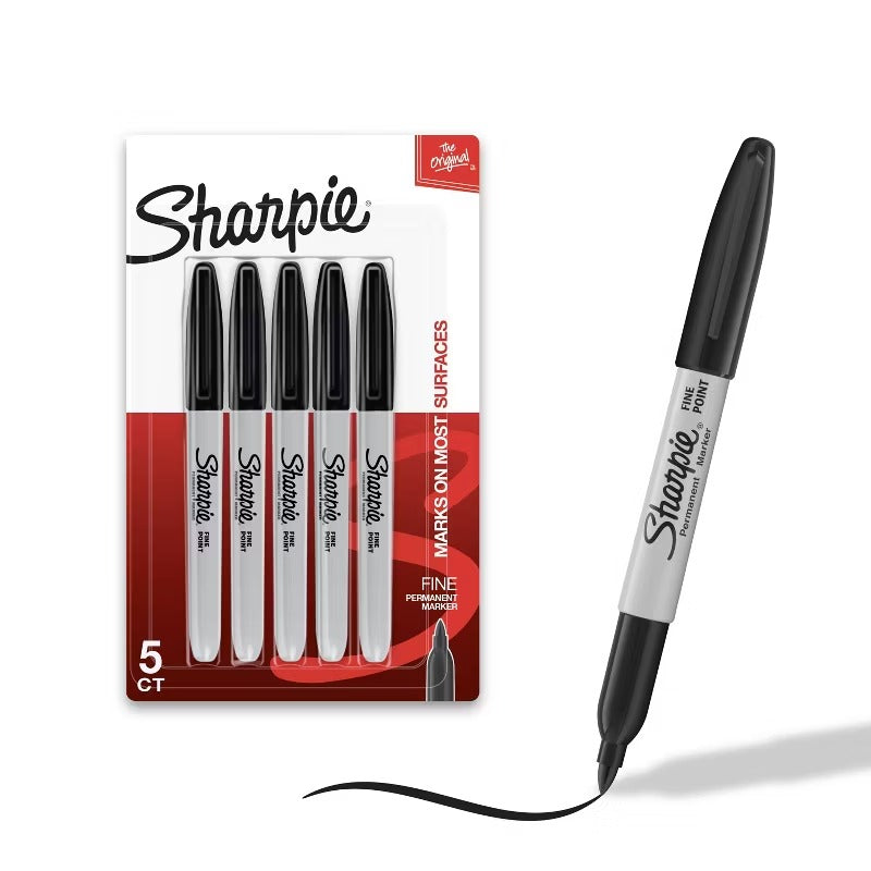 Sharpie 5pk Permanent Markers Fine Tip Black: Art & Stationery, Office Supplies, Black Sharpies, Fine Point