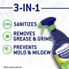 Microban 24 Hour Multi-Purpose Cleaner and Disinfectant Spray, Fresh Scent, 32 fl oz