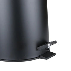 Mini Bathroom Trash Can with Bamboo Lid , Round Step Garbage Container 5L White And Black